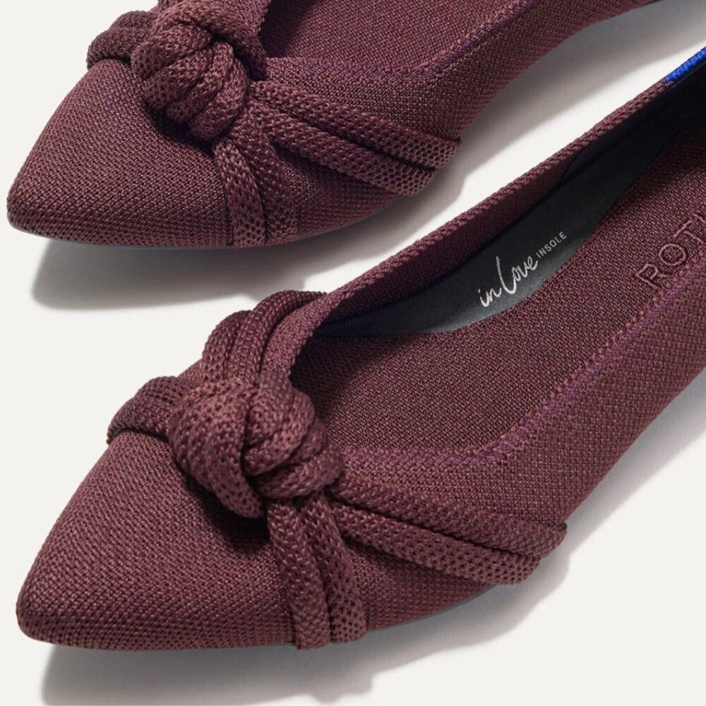 Rothy’s Burgundy Flats Knotted Knit Pointed Toe Slip on Ballet Flats 7.5 - Picture 5 of 6